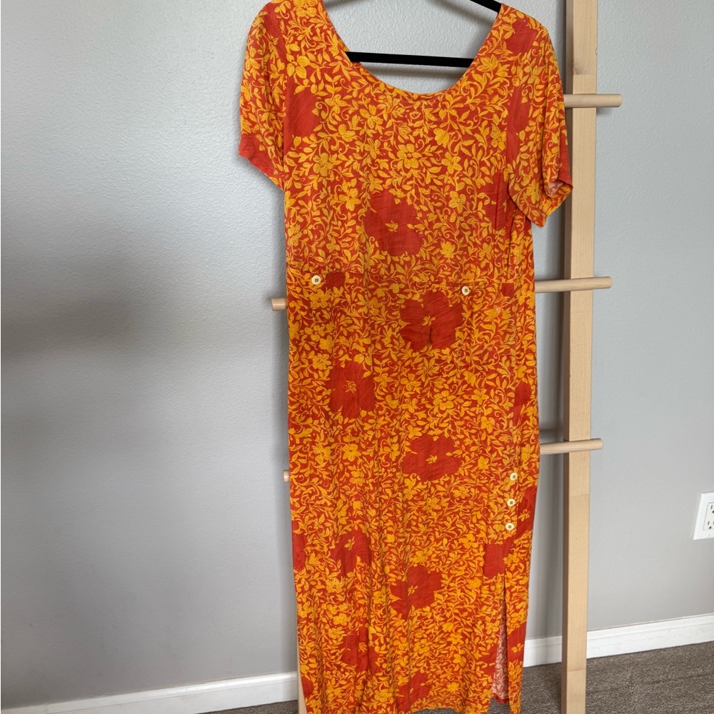 Jams World Vibrant Orange Floral Maxi Dress